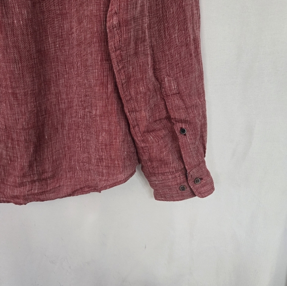 Scotch & Soda Red Linen Flip Up Cuffs Fall Shirt Size L - Picture 3 of 10